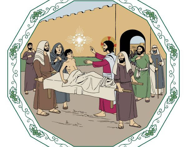 Jeesus herättää kuolleen pojan.