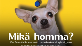 Tapahtumamainos. Hassu Chihuahua koira näyttää hämmästyneeltä.