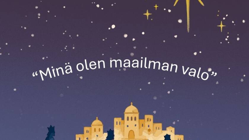 Kuvituskuva itämaan tietäjistä kulkemasta kohti kirkasta tähteä.